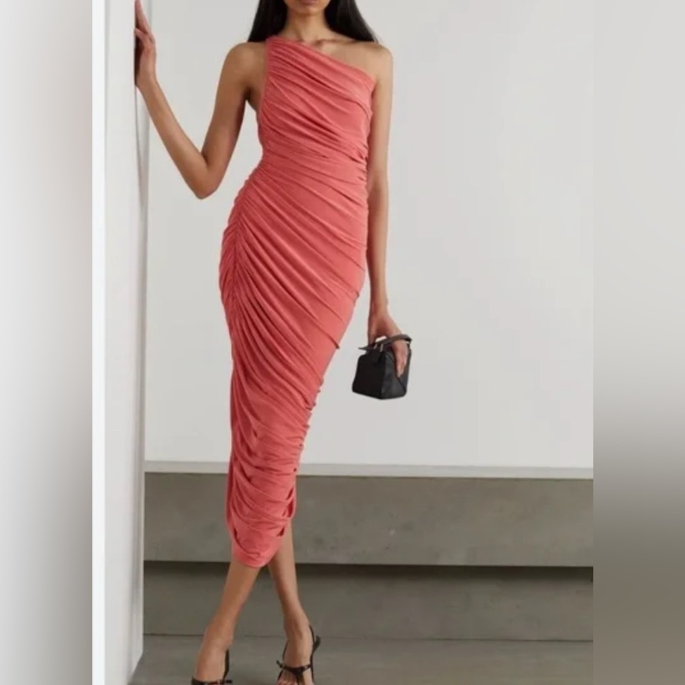 NORMA KAMALI DIANA RUCHED ONE-SHOULDER DRESS    NWOT - Picture 2 of 14